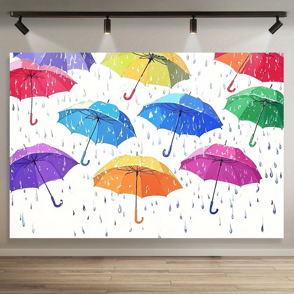 1 piece of colorful umbrella pattern background - Vibrant rain-themed design featuring colorful umbrellas - Polyester material