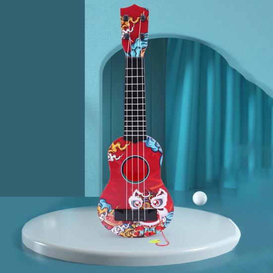 Children Guitar Toy Mini Guitar Kids Toy Ukulele Colorful Cartoon Print Guitar Clear Sound Portable Instrument Children Toddler Plaything Musical