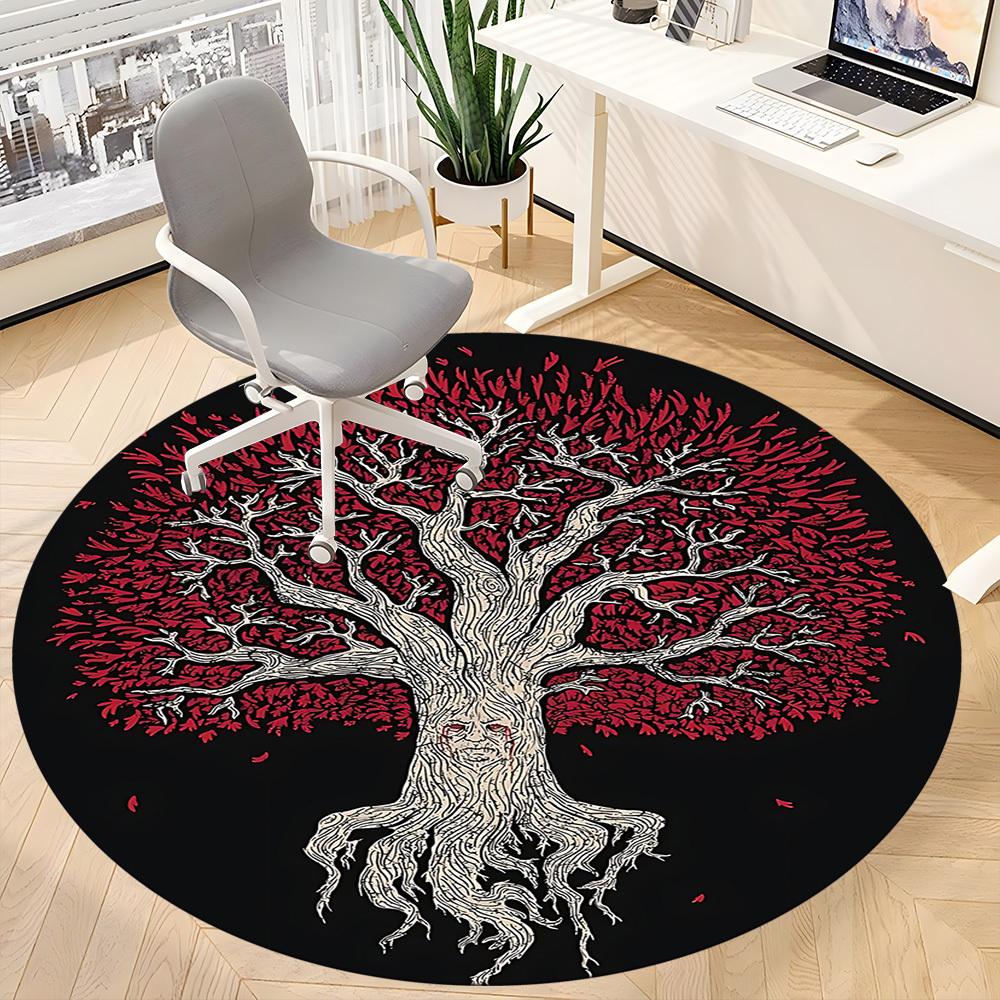 1pc Tree Spirit Office Round Area Rug, Under Office Chairs Bedroom Living Room Home Decor, Room Deco
