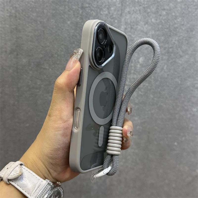 Роскошный браслет Magsafe Прозрачный чехол для телефона для iPhone 11 15 14 13 12 16 17 Pro Max Шнурок для телефона Магнитный противоударный