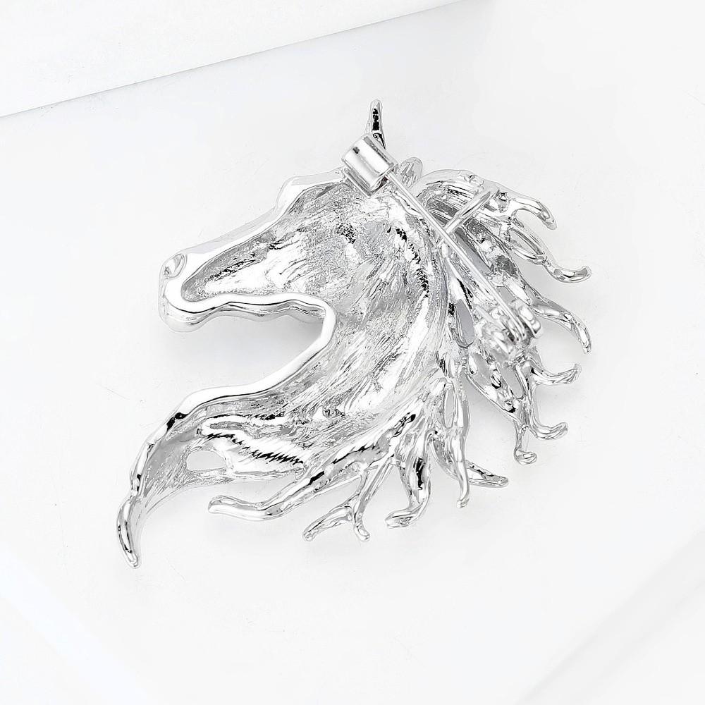 Luxury Glossy Horse Head Brooches Unisex Design Elegant Zodiac Animal Pins Fashion Style Horse Brooches New Year Gifts