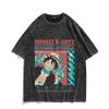 One Piece Luffy Kidd Law  Printed Tshirt Mens and Womens Washed Tshirt High Quality Vintage Cotton Tshirt Harajuku Tops