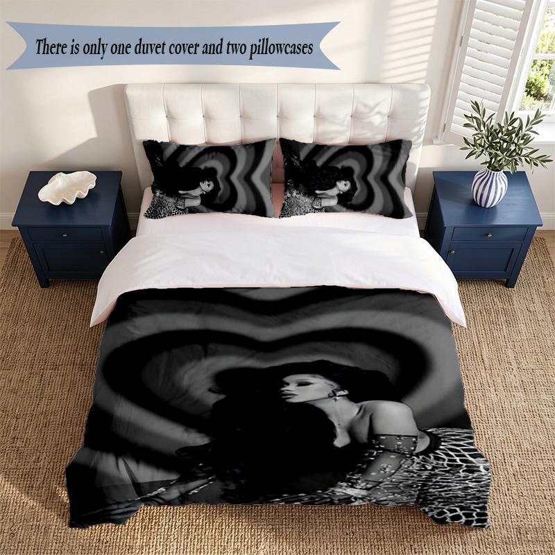 CARDI B 3‑Piece Bedding Set Soft Microfiber Duvet Cover Pillowcases Comfortable Bed Linen for Bedroom Decoration