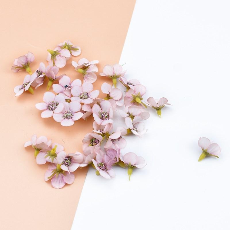 50PCS 2CM Multicolor Daisy Head Mini Silk Artificial Flowers Wall for Crown Scrap Wedding Home Decor DIY Garland Headdress