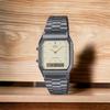 Casio Кварцевые часы серии Vintage с двойной подсветкой, модель для зарубежного рынка, аналогово-цифровые, AQ-230GG-9A, унисекс, время, золото, [б/у]