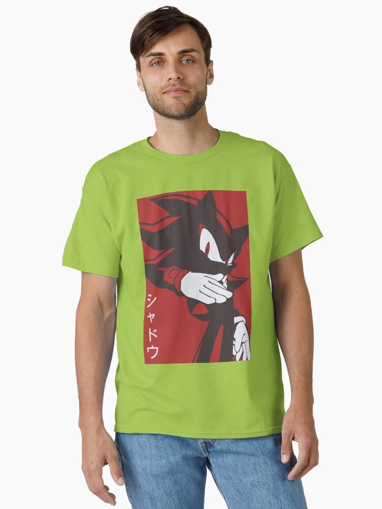 Sonic the Hedgehog Normal Black Shadow Hedgehog anime manga style Background Red Classic T-Shirt