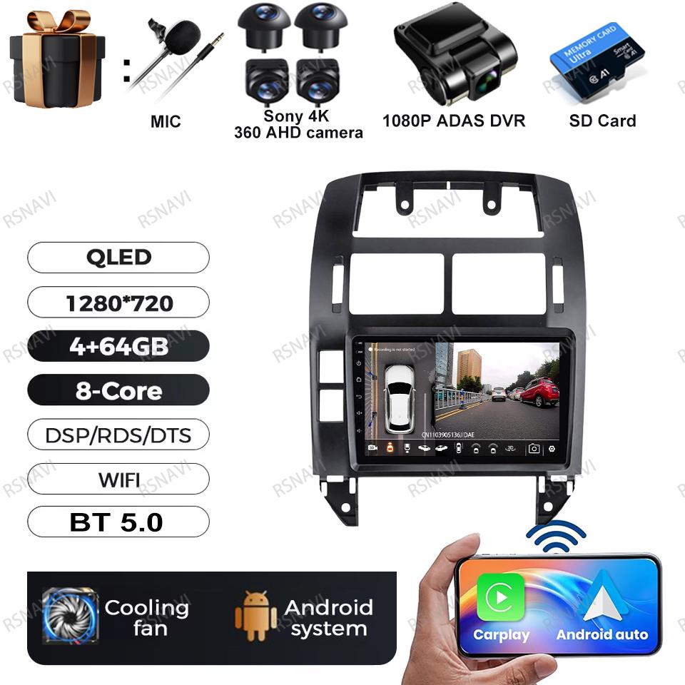 Car Radio Android 16 For Volkswagen VW Polo MK4 6Q 9N 9N3 2004-2009 4G LTE Stereo Multimedia Autoradio Wireless Carplay Auto BT