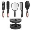 5PCS Hair Brush Set Paddle Hair Brush Detangle Massage Styling Comb Mirror And Holder Stand Set