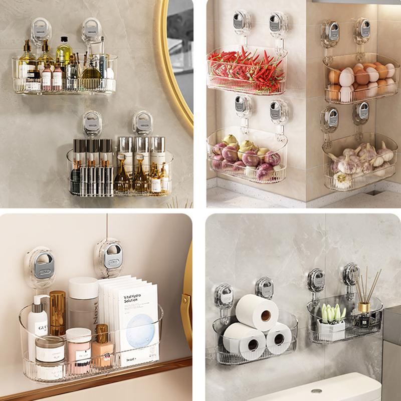 Acrylic Bathroom Shower Shelf Organizer with Suction Cup,Transparent Storage Rack for Skin Care Products, Bathroom Supplies Rack