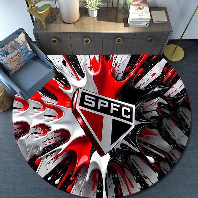 Sao Paulo FC Round Area Rug,Carpet Rug for Living Room Bedroom Sofa Playroom Decor,Non-slip Floor Mat