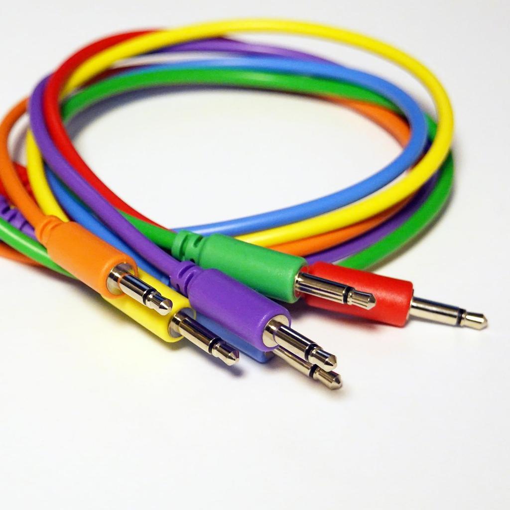 Modular synth patch cable set [LAMBDA] (red, yellow, orange, blue, green, purple) (45cm)