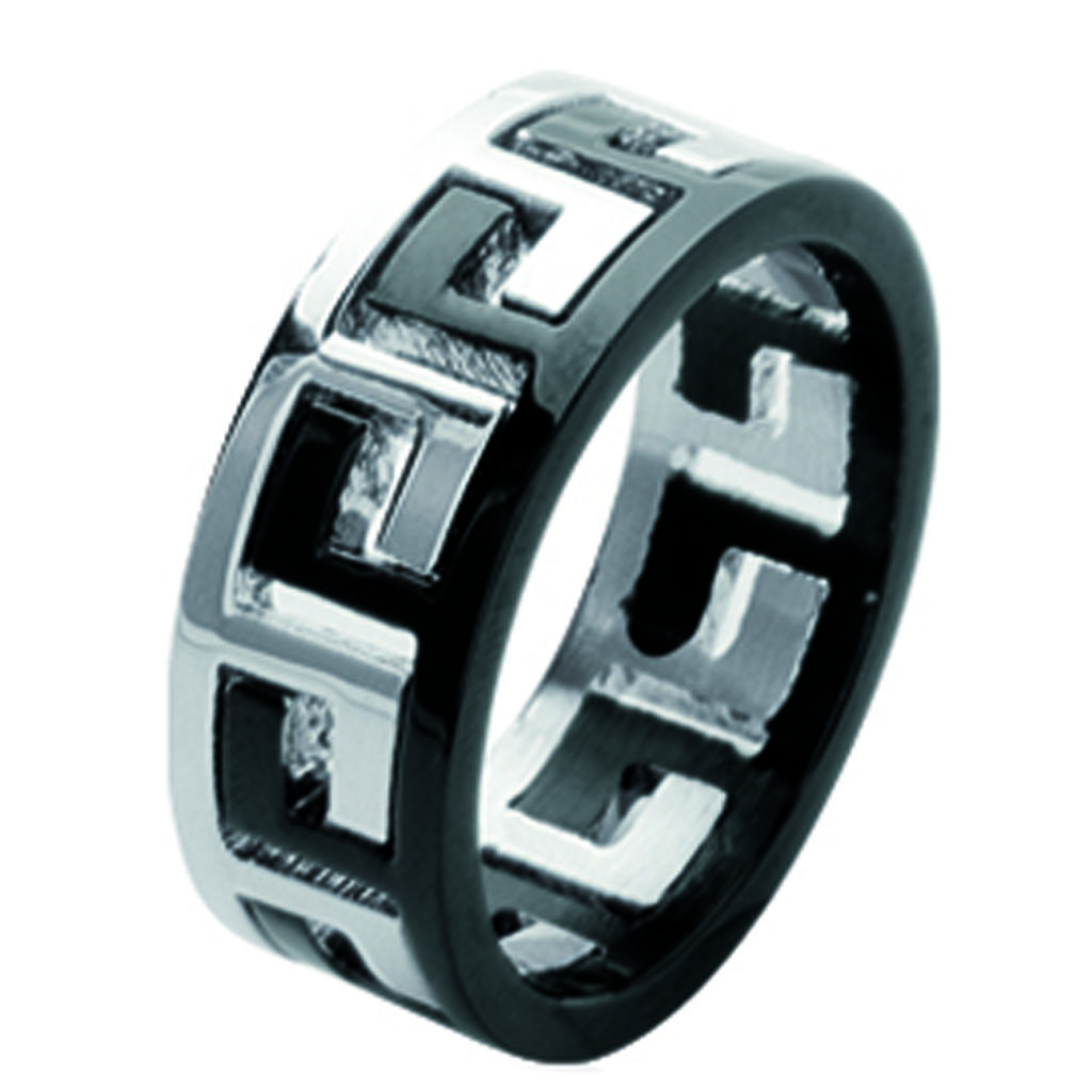 Steel Ring 'Rhodes' Black Silver - 7 Mm