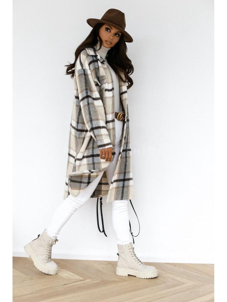 Модная в 2025 году клетчатая рубашка-куртка с длинным рукавом для весны и осени