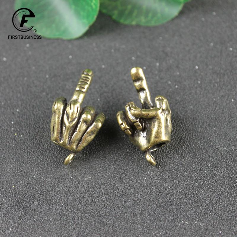 Copper Hand with Erect Middle Finger Up Statue Punk Style Vintage Brass Hand Miniature Ornaments Home Office Desk Decoration Toy