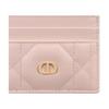 Dior Caro Freesia 25W Brand Logo Gold Finish Metal CD Emblem Lambskin Card Holder Unisex Card Holder Pink S4205UHNN-M413