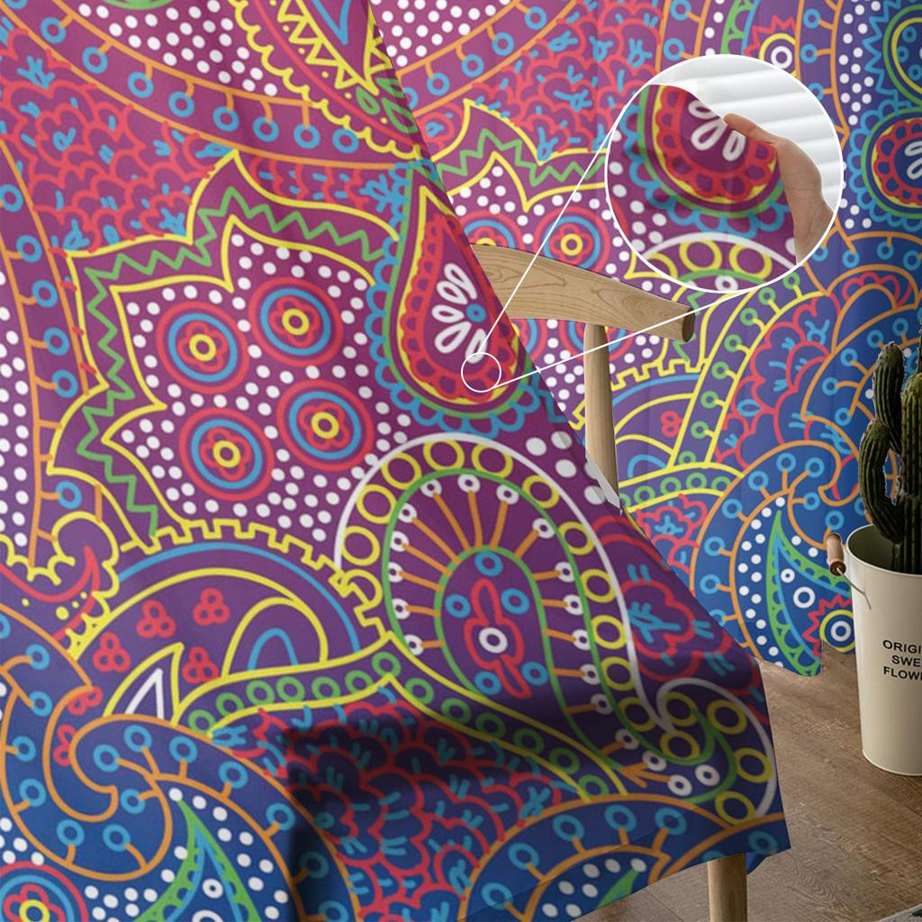 Indian Boho Paisley Texture Chiffon Sheer Curtains for Living Room Bedroom Home Decoration Window Voiles Tulle Drapes Curtain