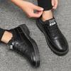2025 Men Leather Platform Oxfords Slip On Thick Bottom Men's Derby Shoes Casual Loafers Mens Square Toe Formal Dress Shoes
