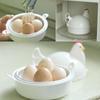 1/4 Grid Cute Chicken Shaped Microwave Steamer Mini Home Boiled Soft Boiled Eggs Heating Box Kitchen Cooking Tool Accessories