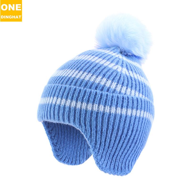 Детская вязаная шерстяная шапка-ушанка для отдыха на природе, детская полосатая бейсболка, лыжная шапка