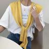 Cape Fake Collar Solid Color Knit Scarf Elegant Knitted Shawl  Female
