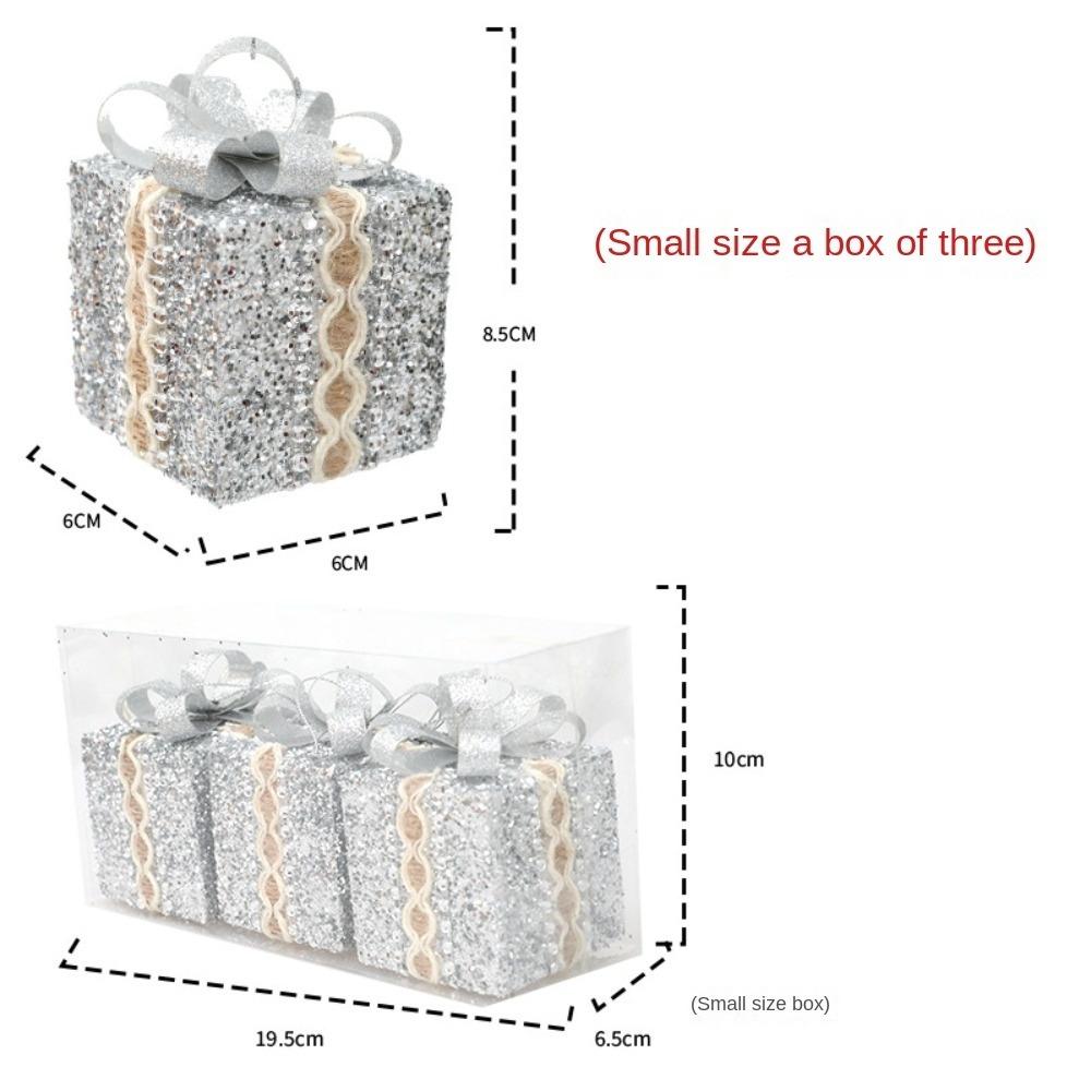 Lace Gift Box Christmas Tree Ornament Plastic DIY Crafts Painted Christmas Gifts Boxes Pendant Hanging Ornament New Year