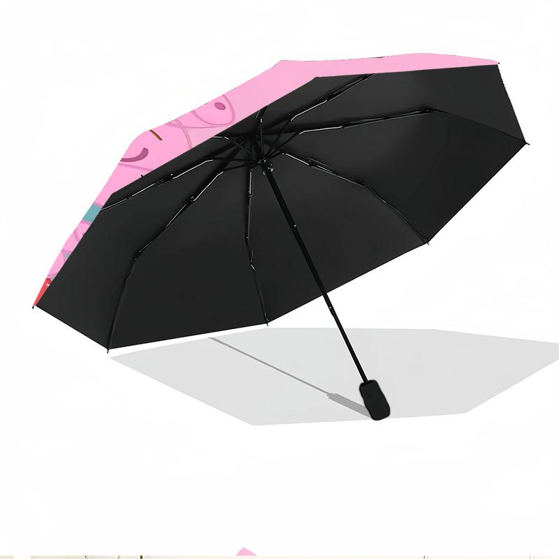 Pink Pig Print Automatic Open Close Umbrella, Portable Foldable Umbrella, for Outdoor Commute Camping Trip, Ideal Birthday Gift