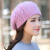 Autumn Winter Woolen Hat Women Cap Korean Elegant Fashion Warm Double Layer Weaving Rabbit Hair Beret