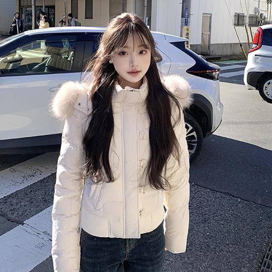 Женская зимняя хлопковая куртка с капюшоном и меховым воротником в американском ретро-стиле, толстая, теплая и холодостойкая, короткая куртка-хлебница