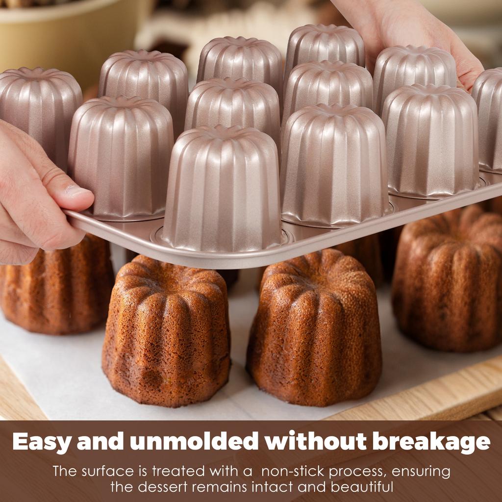 6/9/12 Holes Cake Molud Carbon Steel Cannele Mold Muffin Bakeware Cupcake Pan Non Stick Baking Pans for Baking Kitchen Accessory