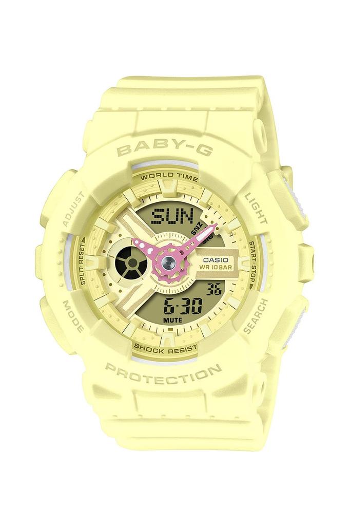 BABY-G Casio BA-110AH-9AJF Желтые ударопрочные женские часы 10 АТМ Водонепроницаемые Секундомер Таймер Повседневные Активные Женские наручные часы