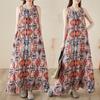 Summer Long Dress with Fat Oversized Sleeveless Round Neck Printed Dress for Women Casual Dresses