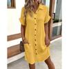 Vezfaa Fashion Womens Summer Spring Solid Color Print Short Sleeve Polo Neck Casual Dresses