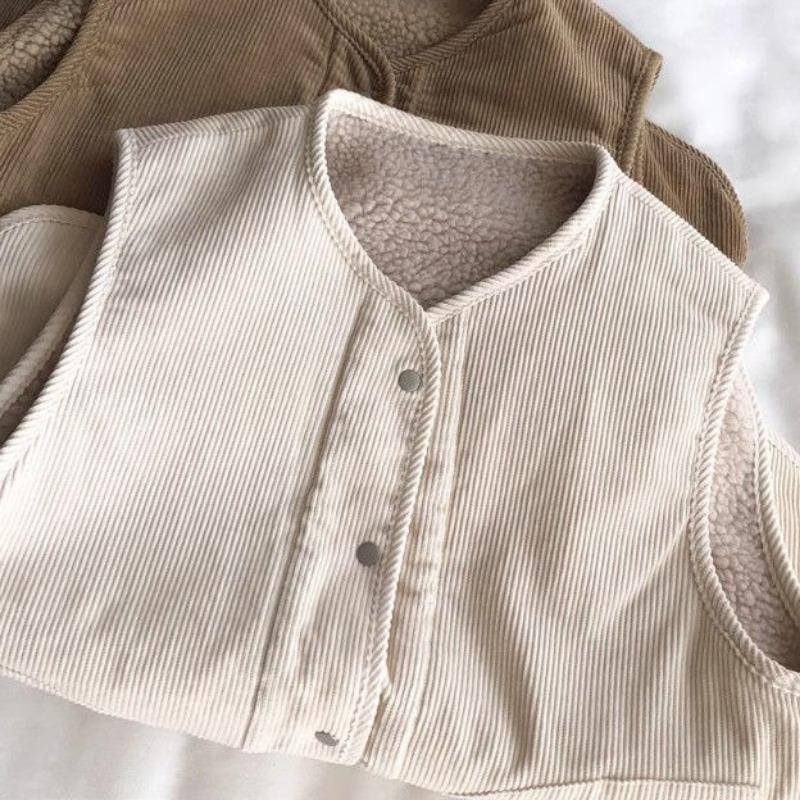 Вельветовый жилет из искусственной овчины в стиле ретро, теплый и толстый, для женщин, на осень и зиму, новый жилет без рукавов