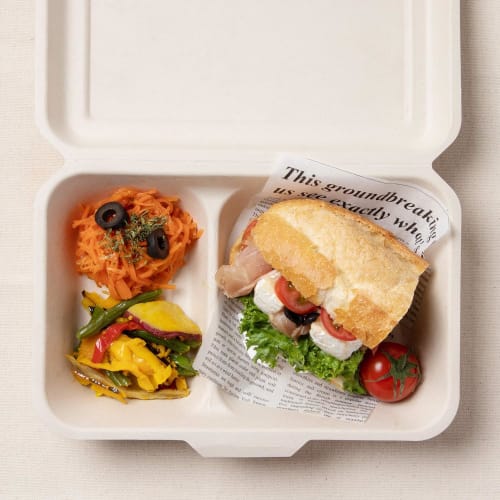 Strix Design Disposable Containers with Dividers for Lunch Boxes and Food Packs, 50 Count (25 Count x 2 Packs), Large, Unbleached, Water and Oil Resis