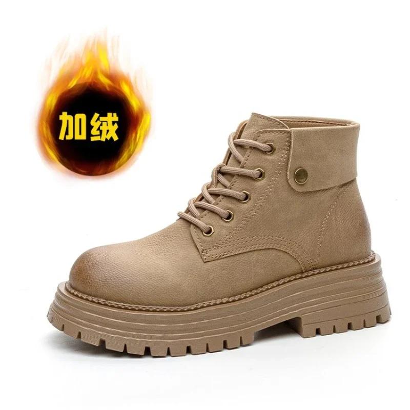 SyfIyno 2024 New Plus Plush and Thin Styles Boots Women Chunky Boots Ladies Shoes Khaki Yellow Black Boots Women Barefoot Shoes