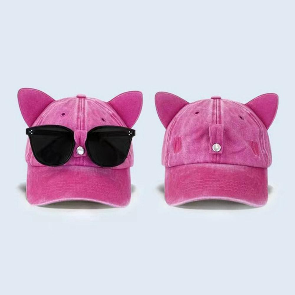 Весна и лето Новые милые солнцезащитные очки с кошачьими ушками бейсболка и женская уличная хип-хоп солнцезащитная кепка Mal I5B5
