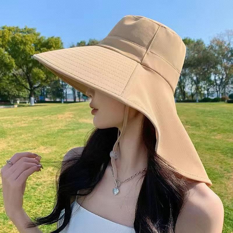 UPF50+ Womens Sun Hat Summer Ponytail Opening Wide Brim Foldable Travel Beach Fishermans Hat for Outdoor Activities