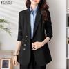 ZANZEA Женский повседневный тонкий кардиган-блейзер с отложным воротником и длинными рукавами