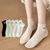 Носки-следки, Женские тонкие короткие хлопковые носки из чистого хлопка для весны и лета, Сетчатые вышитые носки из 100% хлопка
