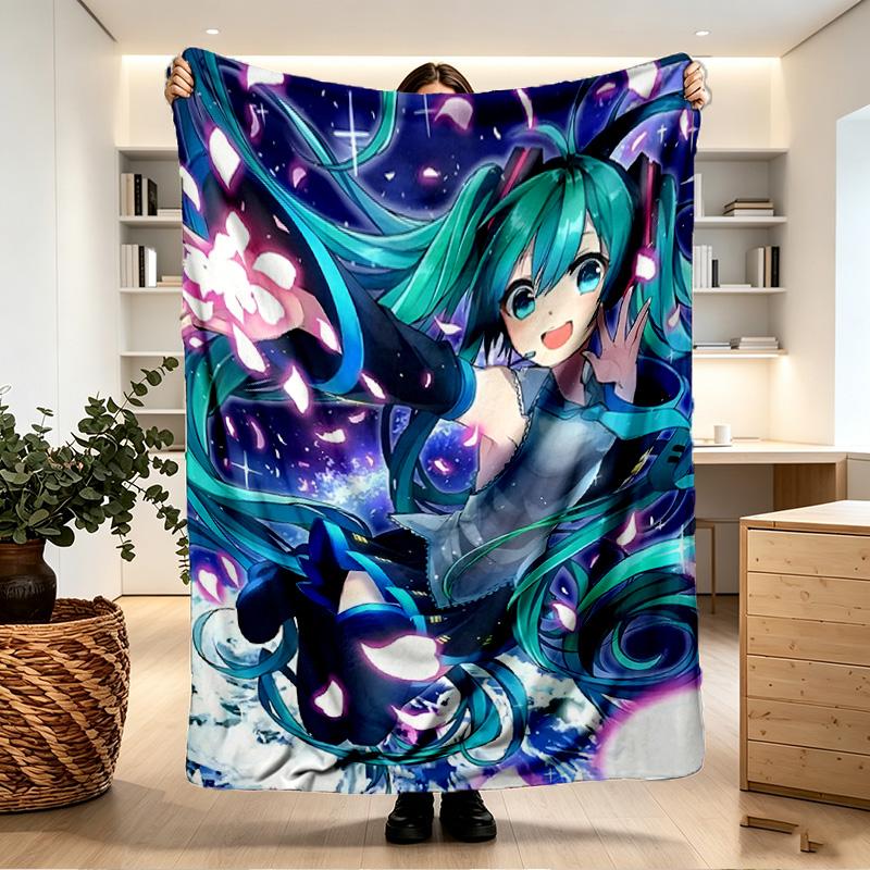 Hatsune Miku Print Blanket - Soft & Comfortable, for Bedroom, Travel, Sofa, Home Decoration - Birthday Christmas Gift for Friend