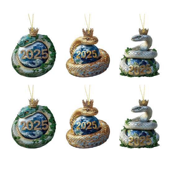 1 шт/3 шт змея украшение 2025 год змеи 2D акриловый кулон корона змея подвесное украшение для рождественской елки домашний декор