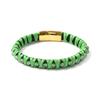 Fashion Trendy Gold Plated Stainless Steel Chain Charm Braided Leather Bracelet with Natural Stone Women Gift