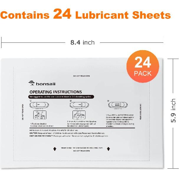 Bonsaii Paper Shredder Lubricant Sheets, 24-Pack (8.4 x 5.9 inch/Piece)