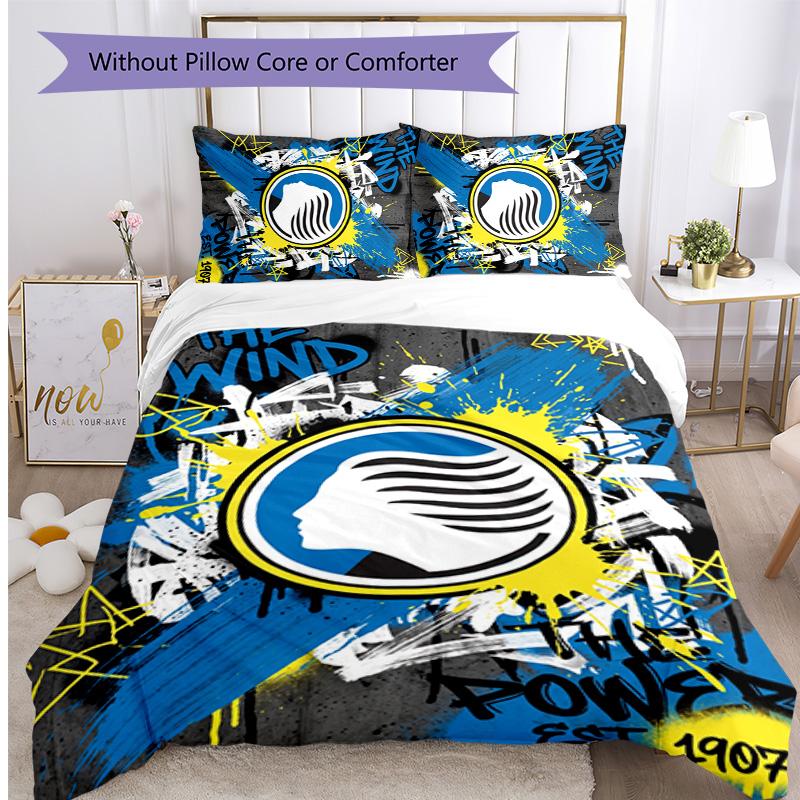 Atalanta FC Printed 3PCS Bedding Set Breathable Duvet Cover with Pillowcases Decorative Bed Linen for Bedroom Home