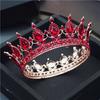 Teardrop Tiaras and Crowns Pink Red Diadem Royal Queen King Full Circle Ornaments Bridal Wedding Hair Jewelry Party Accessories