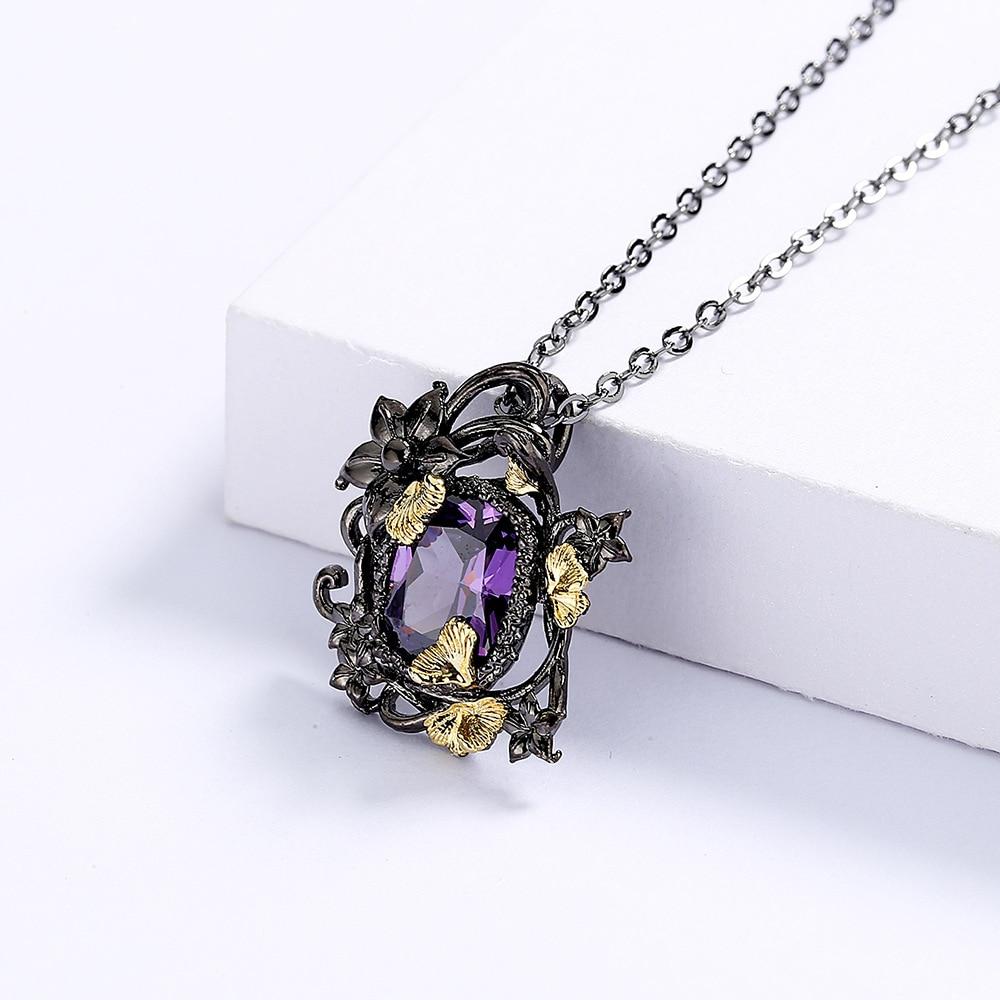 Роскошное женское ожерелье из 925 посеребренного аметиста, подвеска с женским цветком, темпераментное ювелирное изделие, вечерние свитер, цепочка