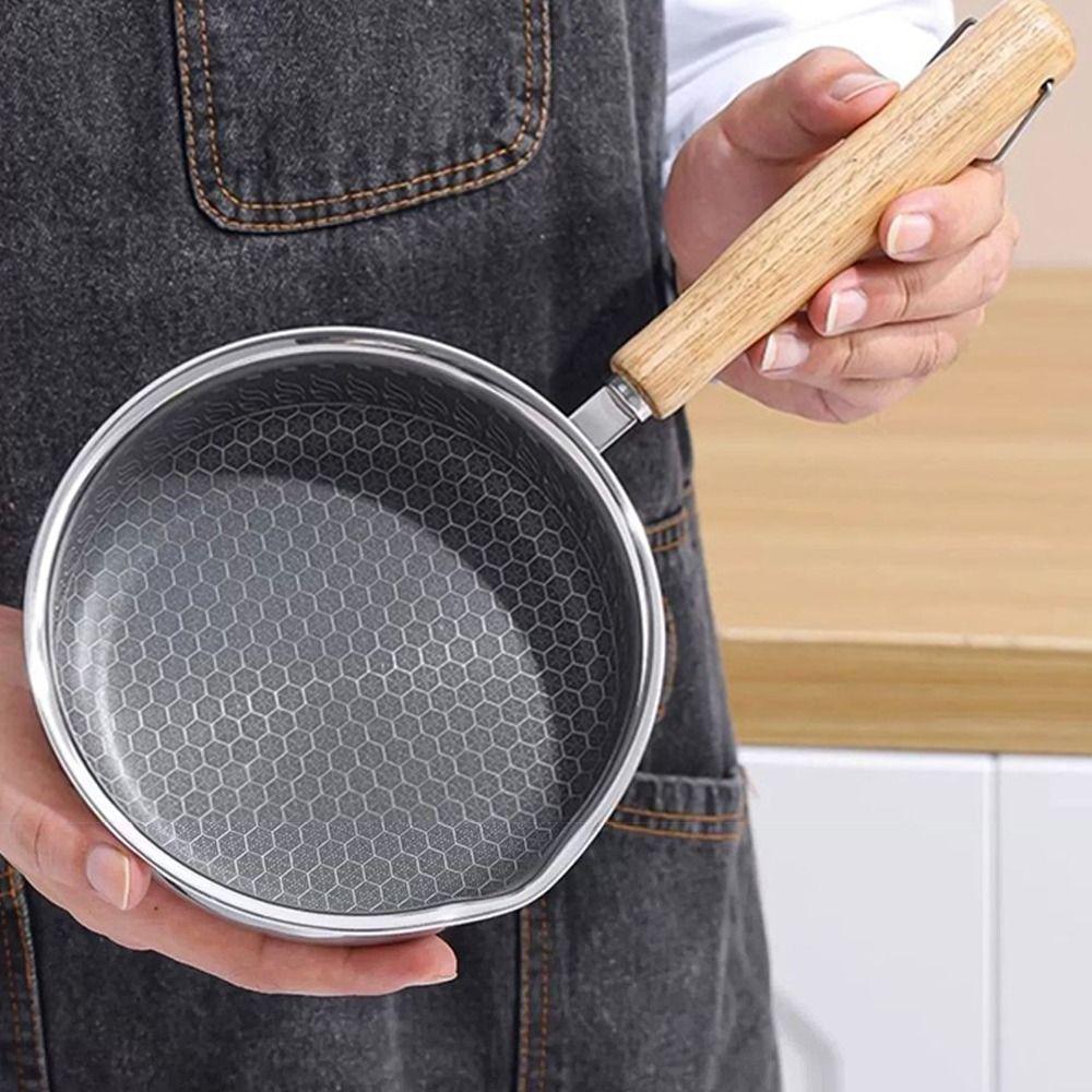 Non-stick Surface Frying Pan Stainless Steel Non-stick Pan Mini Uncoated Pan  Outdoor Camping