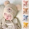 Winter Baby Earflap Hat Warm Thick Knitted Ear Protection Cap for Kids Boy Girl Cute Pompom Cotton Lining Beanie Caps