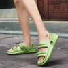 Модные зеленые крутые мужские тапочки летние женские сандалии пара домашние тапочки нескользящие дышащие обувь на толстой подошве для улицы с мягкой подошвой сандалии