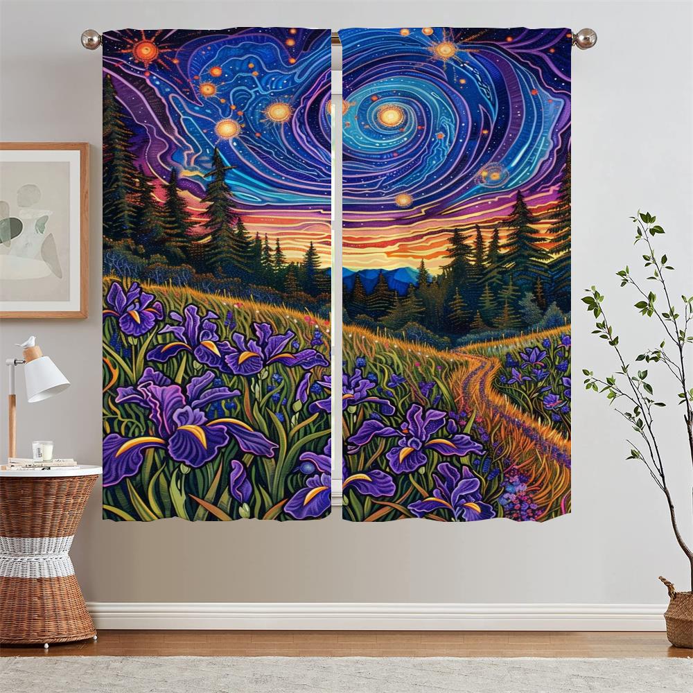 Фиолетовые ирисовые затемняющие шторы для гостиной, дома и декора, тканевые подхваты для штор, кухонные шторы, 2 шт., оконные завитки